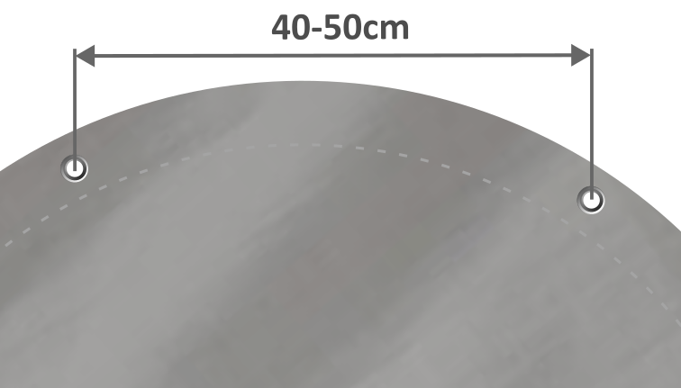 Visszahajtott, ringlik (karikák) körbe 40-50 cm-ként