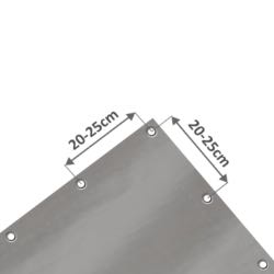 Visszahajtott, Ø16mm ringlik (karikák) minden oldalra 20-25 cm-ként