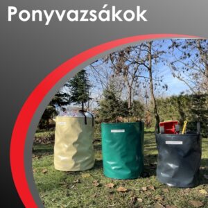 ponyvazsák szerszámoknak, kerti játékoknak, üres üvegeknek